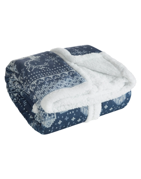 Zdjęcie: Koc świąteczno-dekoracyjny 150x200 cm niebiesko-biały EUROFIRANY