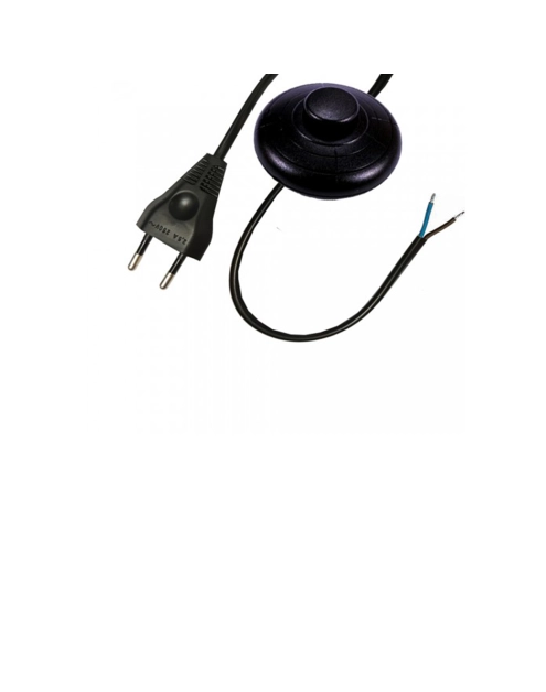 Zdjęcie: Przewód przyłączeniowy OMYp 2x0,75 wtyczka płaska, wyłącznik nożny 2 m czarny POLMARK