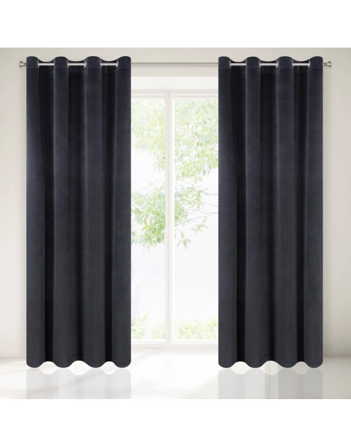 Zdjęcie: Zasłona gotowa Tycjan 140x250 cm czarny EUROFIRANY