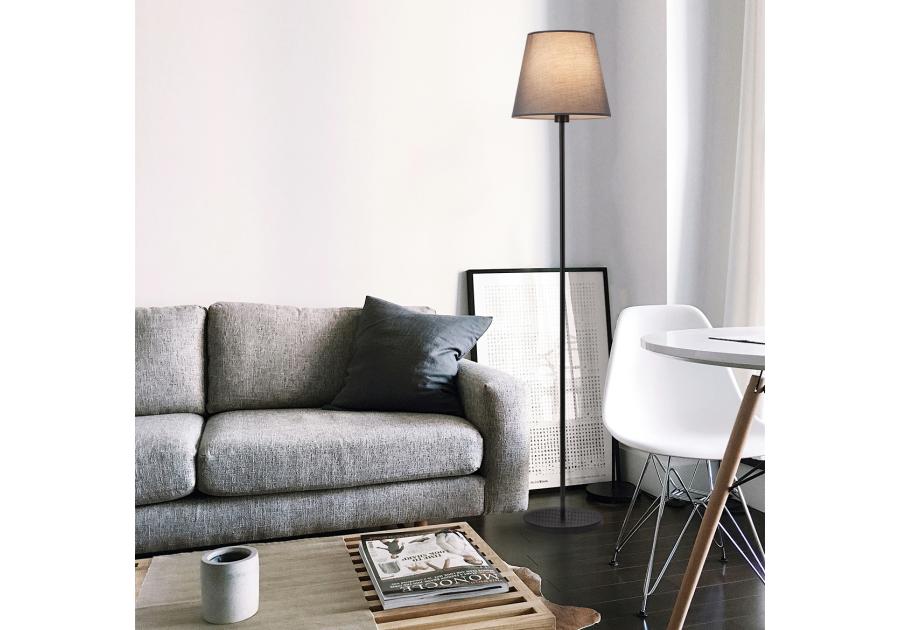 Zdjęcie: Lampa podłogowa Artemis czarna podstawa, szary abażur ADRILUX
