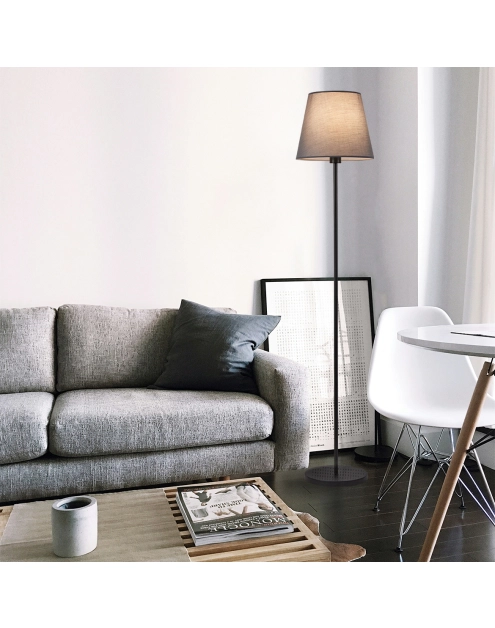 Zdjęcie: Lampa podłogowa Artemis czarna podstawa, szary abażur ADRILUX