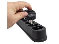 Zdjęcie: Listwa zasilająca z układem przeciwprzepięciowym, 5 m 5 gniazd, włącznik czarna VA0249-5 VAYOX