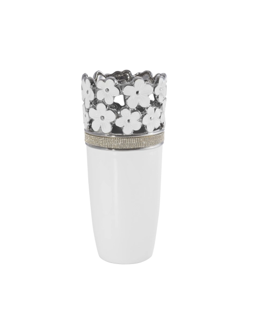 Zdjęcie: Wazon Vaso 11x11x25 cm biało-srebrny EUROFIRANY