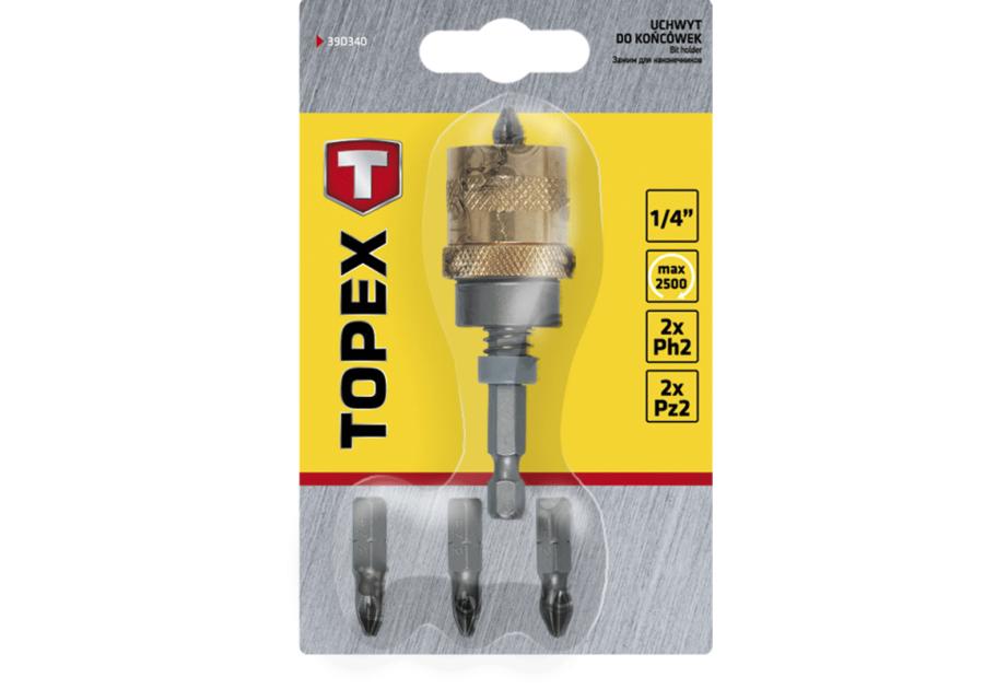 Zdjęcie: Uchwyt do końcówek, 1/4", 65 mm, zestaw 5 sztuk TOPEX