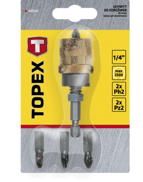 Zdjęcie: Uchwyt do końcówek, 1/4", 65 mm, zestaw 5 sztuk TOPEX