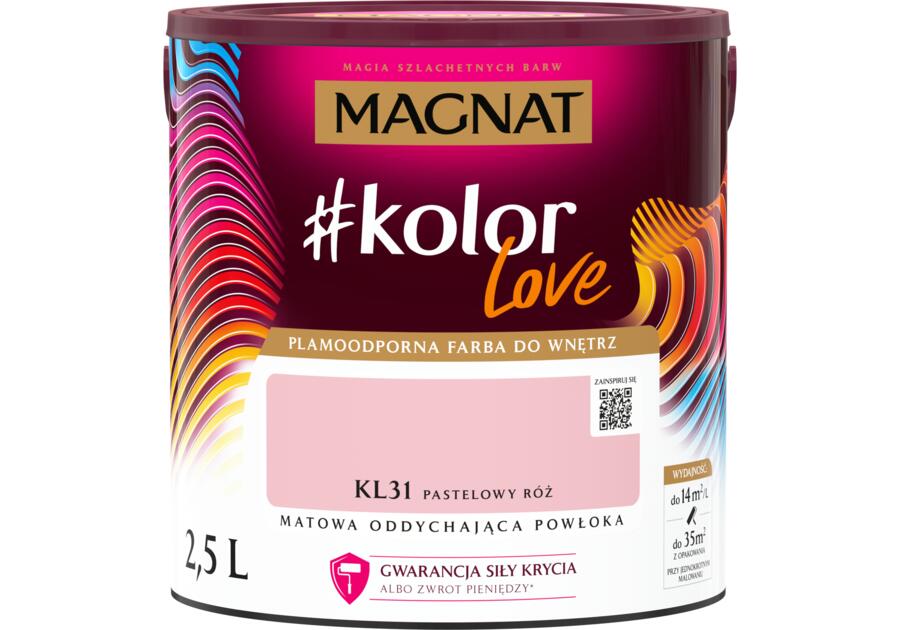 Zdjęcie: Farba plamoodporna #kolorLove pastelowy róż 2,5 L MAGNAT