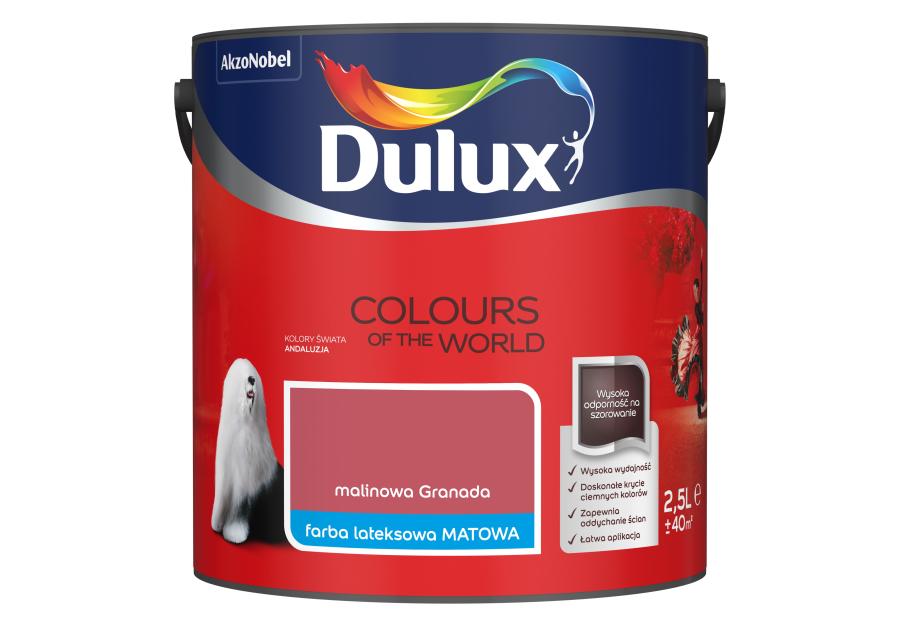Zdjęcie: Farba do wnętrz Kolory Świata 2,5 L malinowa Granada DULUX