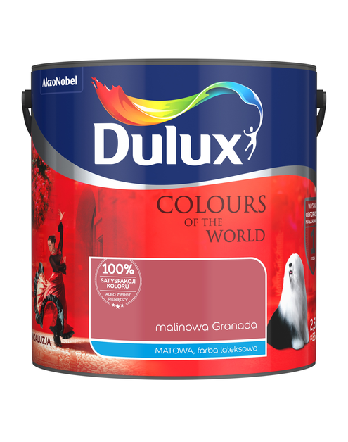 Zdjęcie: Farba do wnętrz Kolory Świata 2,5 L malinowa Granada DULUX