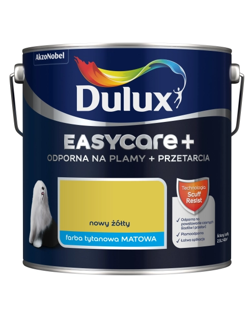 Zdjęcie: Farba lateksowa EasyCare+ Nowy Żółty 2,5 L DULUX