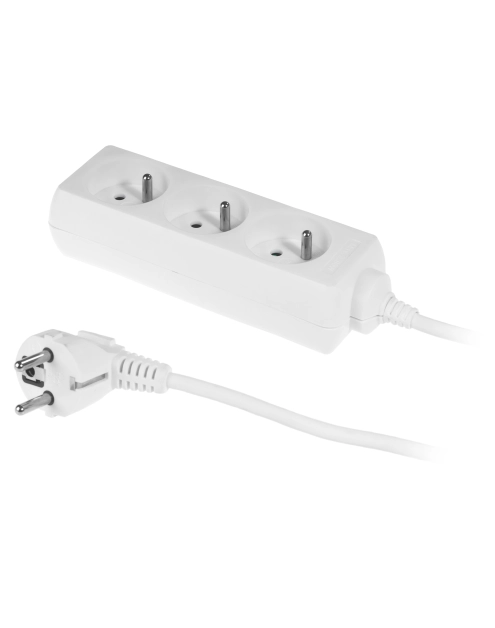 Zdjęcie: Przedłużacz stały z trzykrotnym gniazdem wtyczkowym PS-370/5,0 Eco biały PLASTROL