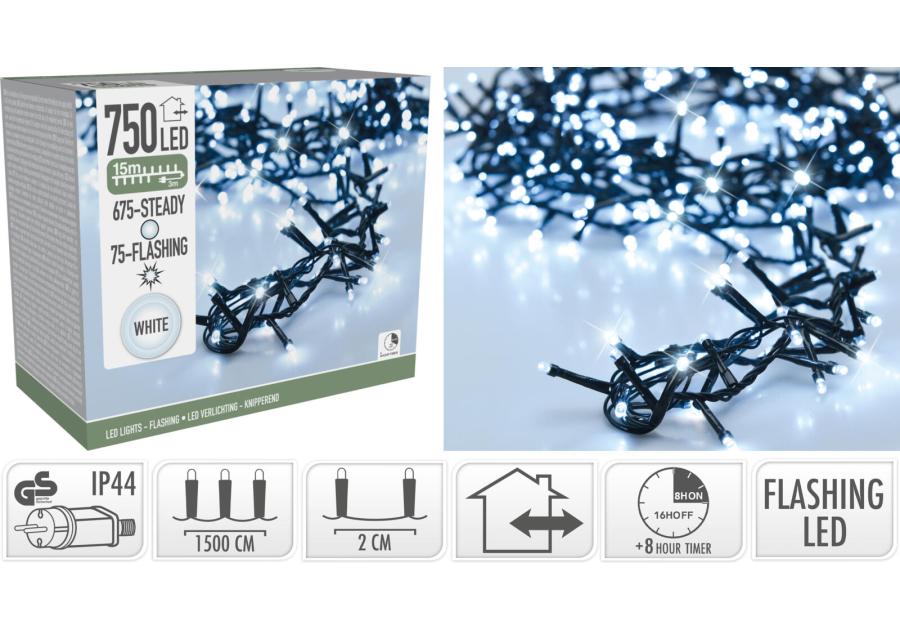 Zdjęcie: Łańcuch świetlny 15 m 750 led biały KOOPMAN