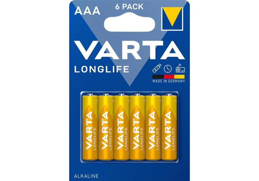 Zdjęcie: Baterie alkaliczne Longlife LR03/AAA 6 sztuk VARTA