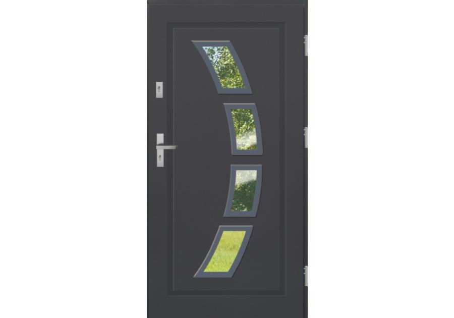 Zdjęcie: Drzwi zewnętrzne stalowo-drewniane Disting Mario 03 Antracyt 80 cm prawe KR CENTER