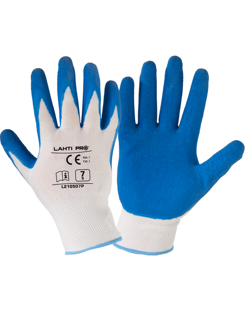 Zdjęcie: Rękawice lateks niebiesko-białe, 12 par, 7, CE, LAHTI PRO