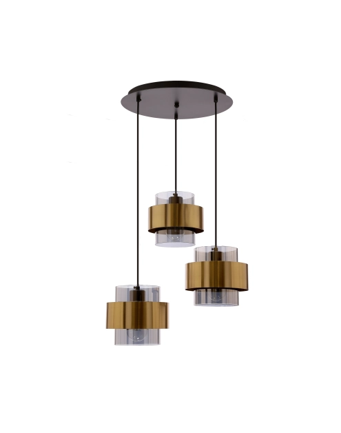 Zdjęcie: Lampa wisząca Spiega 3-punktowa talerz czarno-mosiężna CANDELLUX