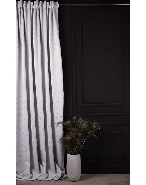 Zdjęcie: Zasłona blackout z nadrukiem-romby classic chic biało-złoty 140x270 cm CHIC HOME