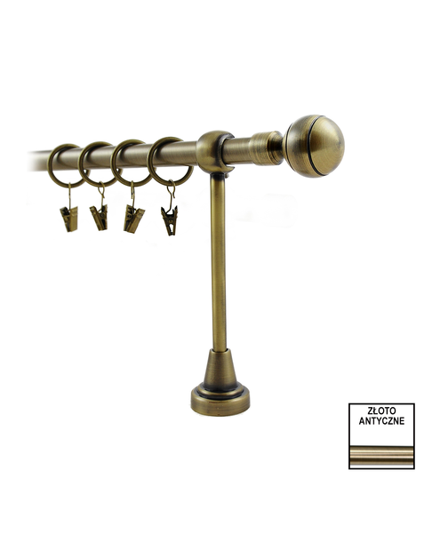 Zdjęcie: Karnisz pojedynczy Hefajstos Plus 16 mm - 160 cm kulka złoto KARWEL