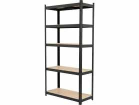 Regał metalowy wciskany premium, 5 półek, 180x90x40, 265 kg, czarny PROFIX