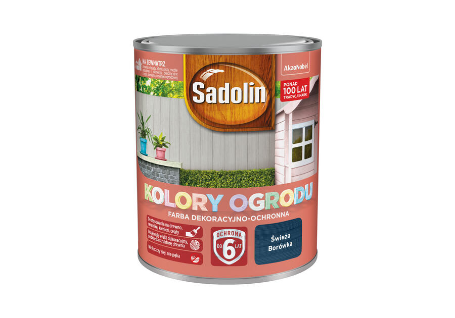 Zdjęcie: Farba do drewna Kolory ogrodu 0,7 L świeża borówka SADOLIN