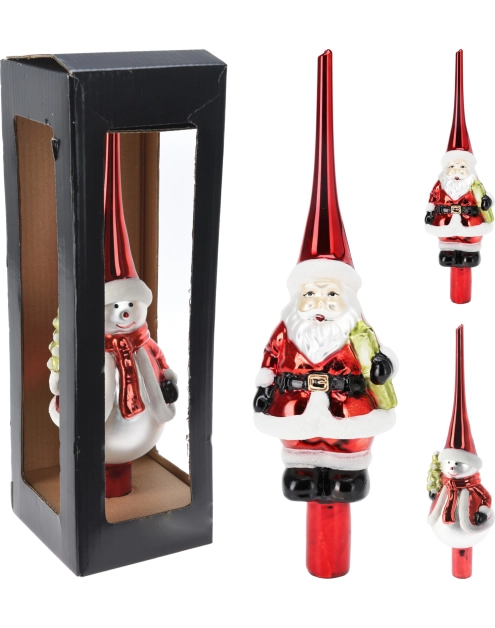 Zdjęcie: Czubek choinkowy 28 cm bałwan/mikołaj KOOPMAN