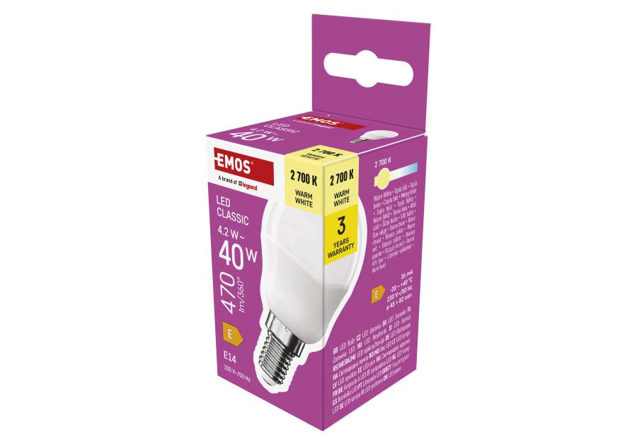 Zdjęcie: Żarówka LED Mini GLobe 4,2 W 470 lm E14 światło ciepłe EMOS