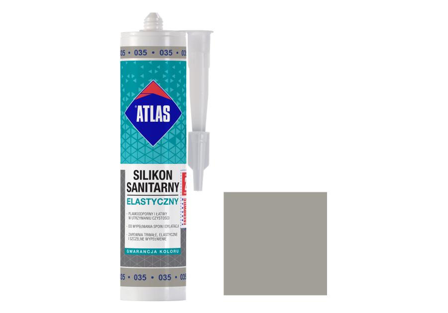 Zdjęcie: Silikon sanitarny elastyczny 035 szary 280 ml ATLAS
