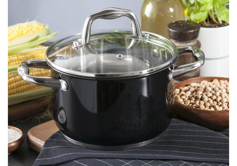 Zdjęcie: Garnek Nero nierdzewny 20 cm z pokrywką szklaną ALTOMDESIGN