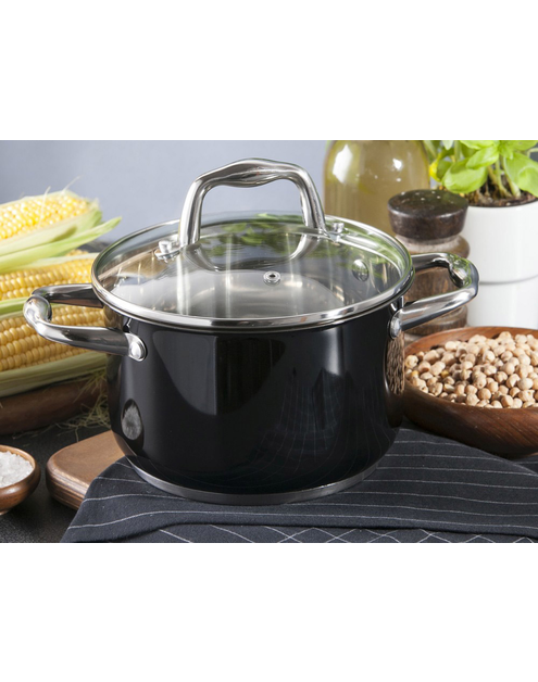 Zdjęcie: Garnek Nero nierdzewny 20 cm z pokrywką szklaną ALTOMDESIGN