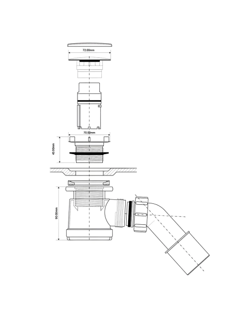 Zdjęcie: Syfon brodzikowy wys. 90 mm z odejściem 40/50 mm pokrywa abs biała 70 mm MCALPINE