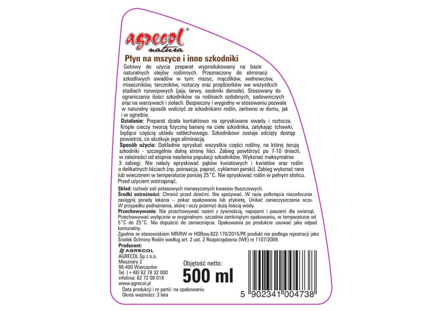 Zdjęcie: Preparat na szkodniki warzyw 0,5 L AGRECOL