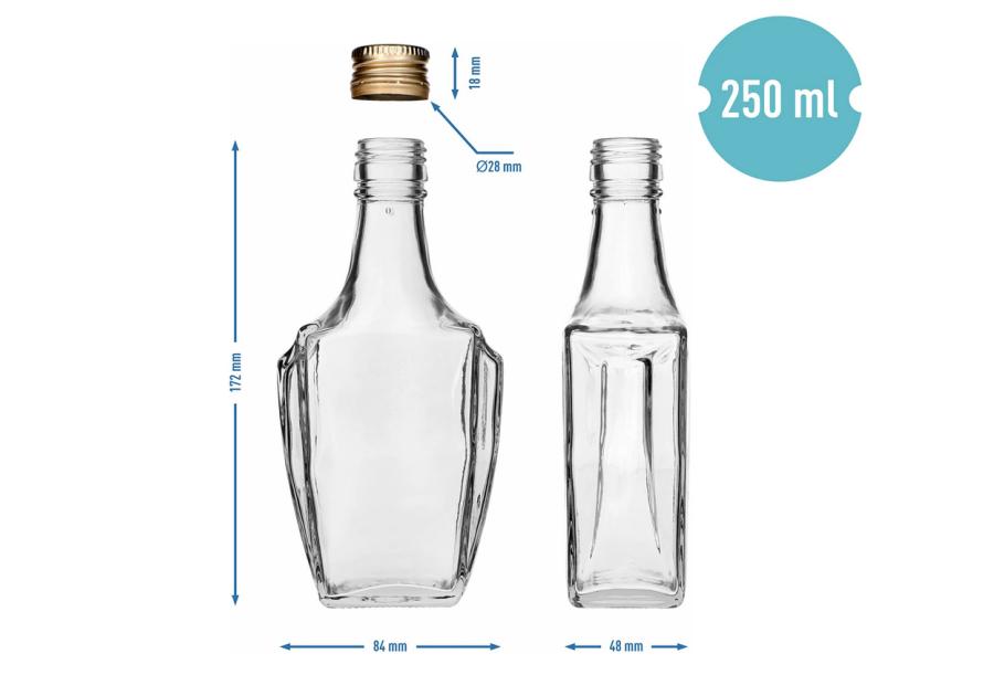Zdjęcie: Butelka Art Deco 250 ml z zakrętką fi28 631252 BROWIN