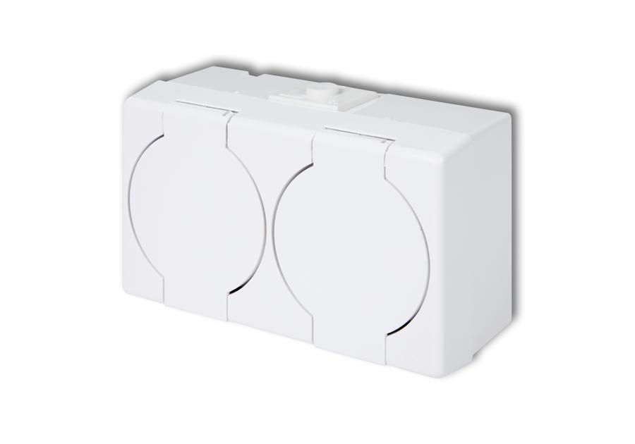 Zdjęcie: Gniazdo hermetyczne podwójne 2x2P+Z IP44 klapka biała GHS-2n LEDSYSTEM