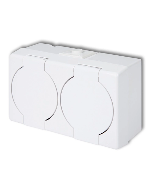 Zdjęcie: Gniazdo hermetyczne podwójne 2x2P+Z IP44 klapka biała GHS-2n LEDSYSTEM