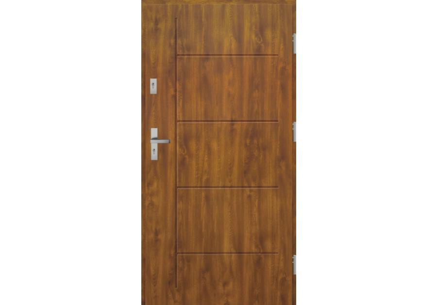 Zdjęcie: Drzwi zewnętrzne stalowo-drewniane Disting Nicolo 01 Dąb złoty 90 cm prawe KR CENTER