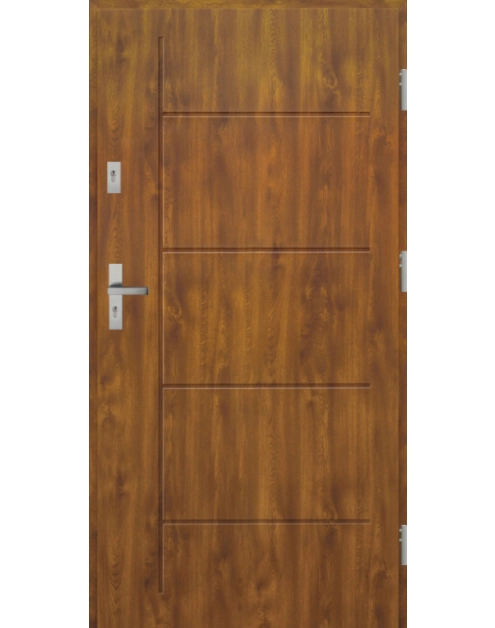 Zdjęcie: Drzwi zewnętrzne stalowo-drewniane Disting Nicolo 01 Dąb złoty 90 cm prawe KR CENTER