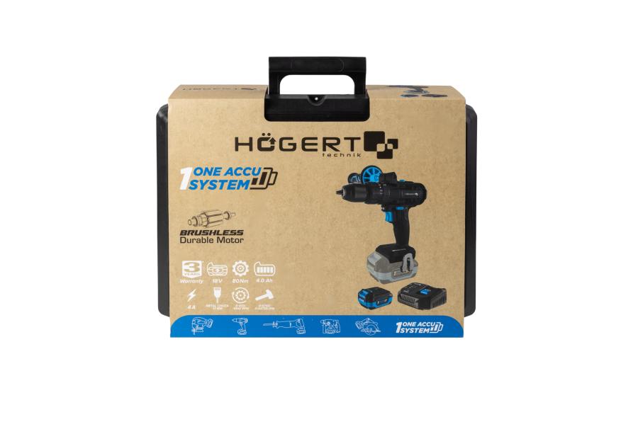 Zdjęcie: Wiertarko-wkrętarka udarowa bezszczotkowa 80 Nm HOGERT TECHNIK