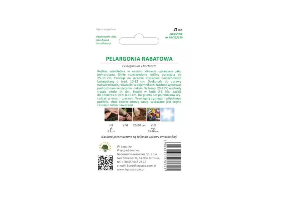 Zdjęcie: Pelargonia rabatowa Gama F1 łososiowa 0,05 g W.LEGUTKO