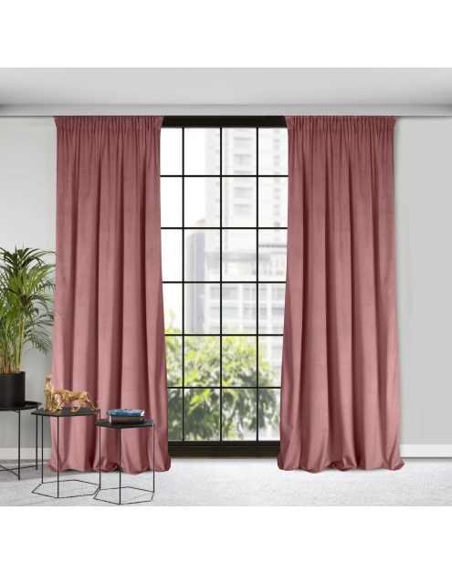 Zdjęcie: Zasłona gotowa D91 Rosa na taśmie ciemnoróżowy EUROFIRANY