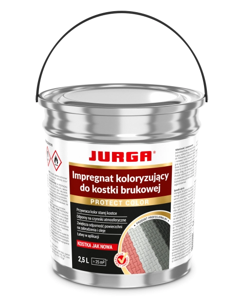 Zdjęcie: Impregnat koloryzujący do kostki brukowej Protect Color 2,5 L jasny szary JURGA