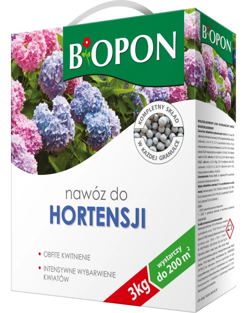 Zdjęcie: Nawóz do hortensji wieloskładnikowy granulowany 3kg BIOPON