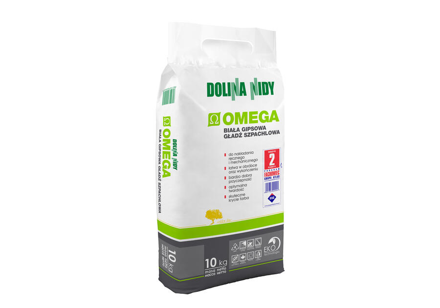 Zdjęcie: Gładź szpachlowa gipsowa Omega 10 kg biała DOLINA NIDY