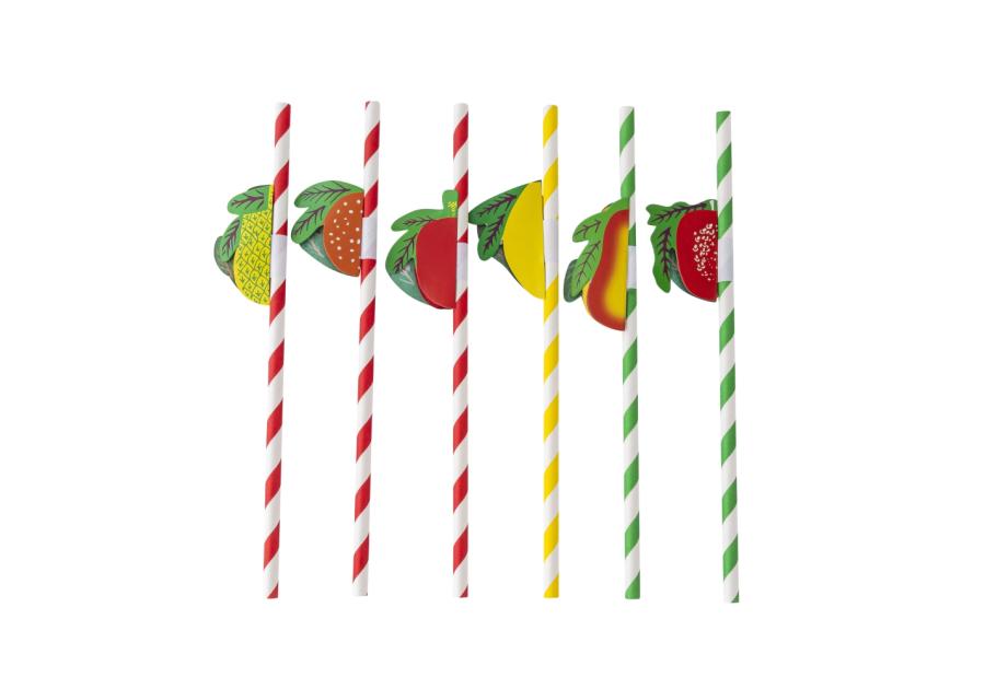 Zdjęcie: Komplet 6 słomek papierowych 19,5 cm mix owocowych dekoracji ALTOM DESIGN