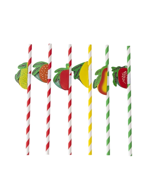 Zdjęcie: Komplet 6 słomek papierowych 19,5 cm mix owocowych dekoracji ALTOM DESIGN