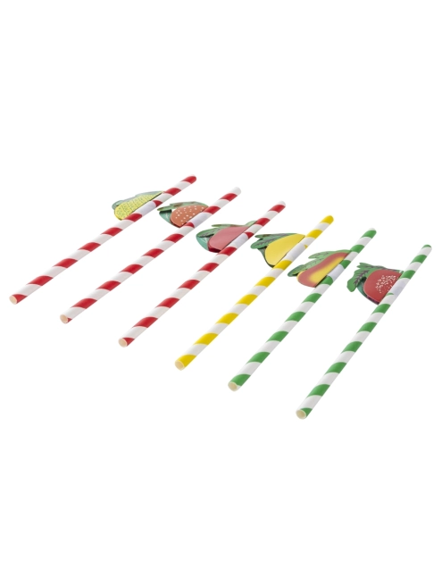 Zdjęcie: Komplet 6 słomek papierowych 19,5 cm mix owocowych dekoracji ALTOM DESIGN