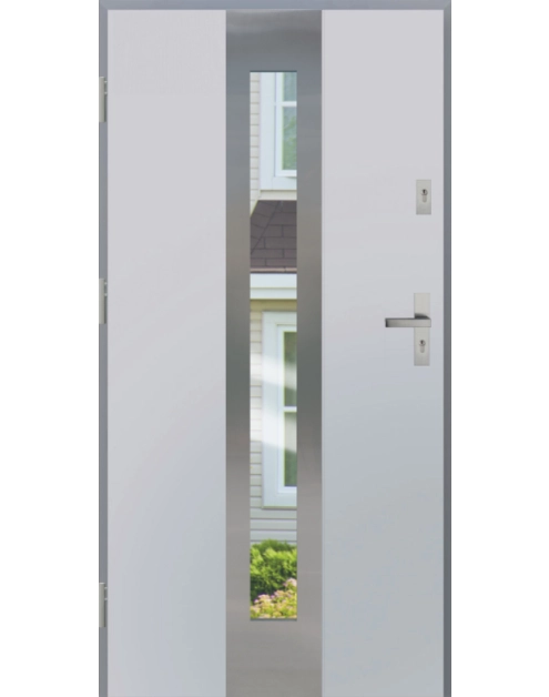 Zdjęcie: Drzwi zewnętrzne stalowo-drewniane Disting Otello 05 Biały 90 cm lewe KR CENTER
