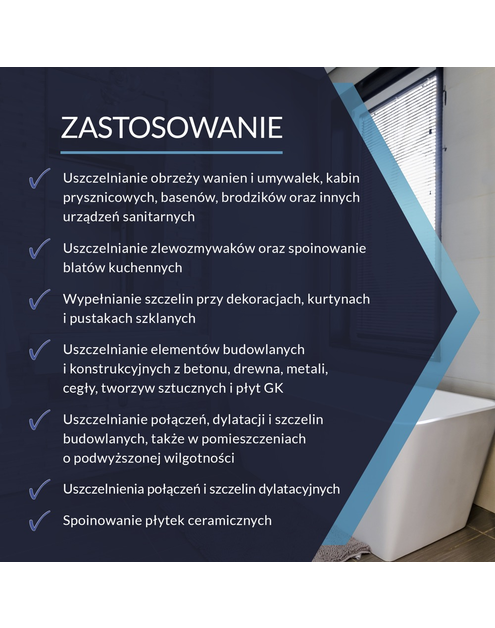 Zdjęcie: Silikon neutralny sanitarny do wanien biały 280 ml TYTAN PROFESSIONAL