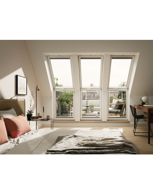 Zdjęcie: Okno dachowe balkonowe VEC M35 2065 dolna część malowane na biało VELUX