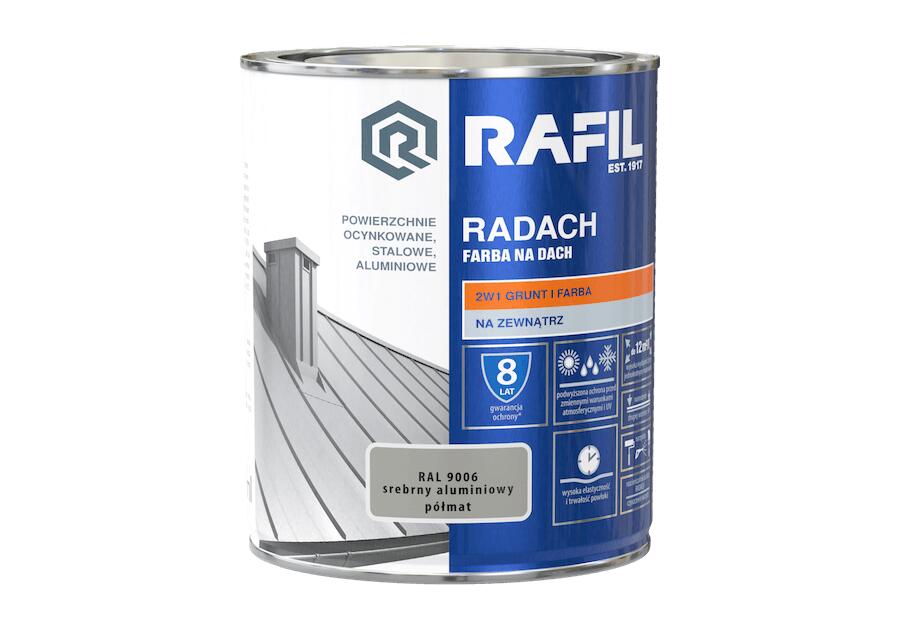 Zdjęcie: Farba dachowa srebrny aluminiowy półmat RAL9006 0,75 L RADACH