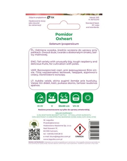 Zdjęcie: Pomidor Oxheart Bawole Serce 0,20 g nasiona zaprawiane W.LEGUTKO