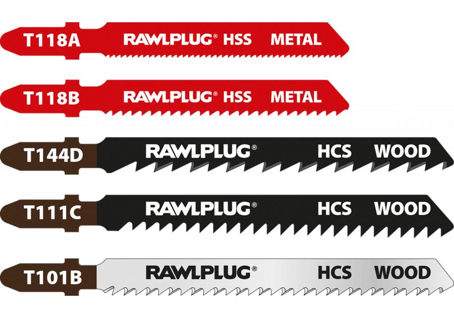 Zdjęcie: Zestaw brzeszczot do drewna 2,5 mm; 3 mm; 4 mm oraz metalu 1,2 mm; 2 mm - 5 elementów RAWLPLUG